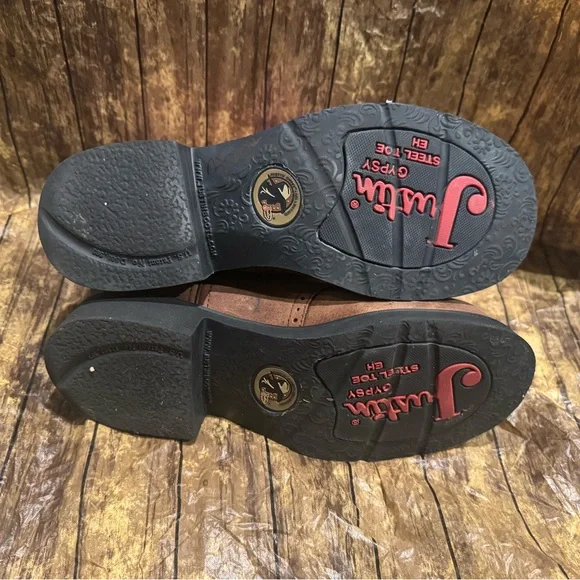 Justin Gypsy Brown and Pink Leather Western Boots Size 10B - Picture 7 of 7